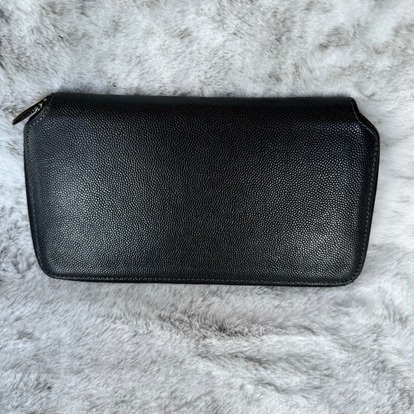 Cartier Santos Black Leather Zip Around Wallet ~ Vintage P0077 - Picture 4 of 12